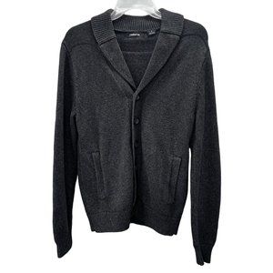 Claiborne Cardigan Sweater S Men Gray Button Front Shawl Collar Grandpa Pockets